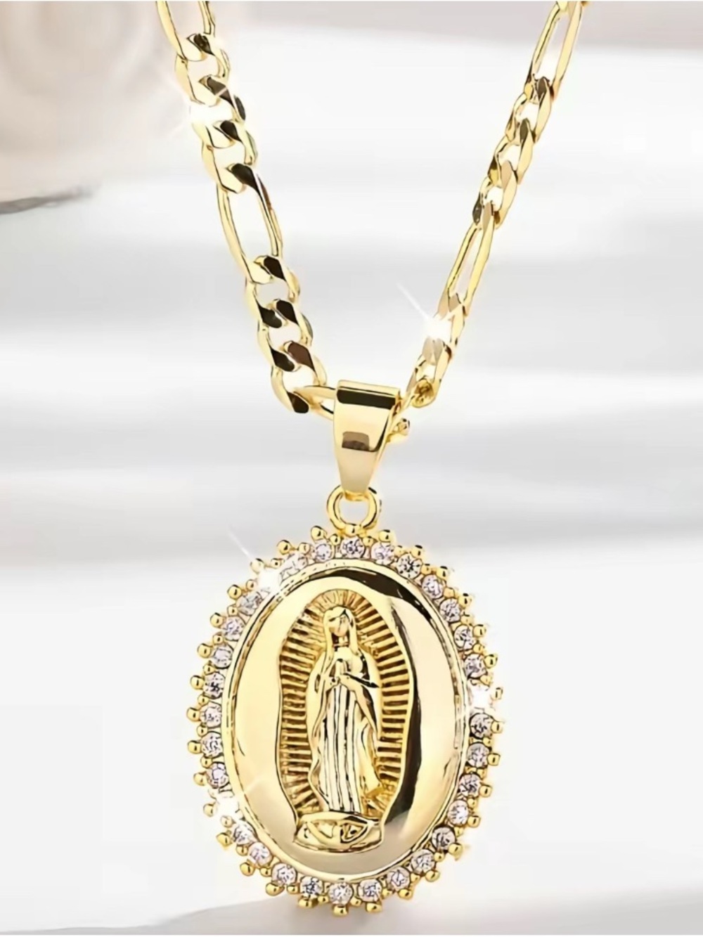 18k Gold Plated Virgin of Guadeloupe Religious Pendant (PENDANT ONLY)